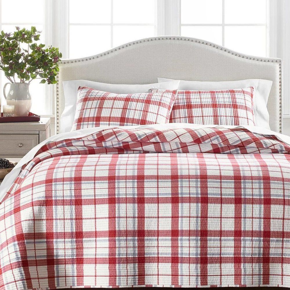 MARTHA STEWART Twin Quilt  Windowpane Yarn-Dye Flannel